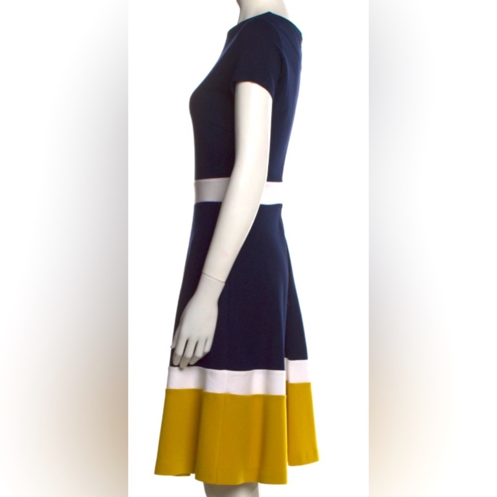 Hobbs London Dress Small Navy Blue White Gold Color Block Women’s U.S. 4 S